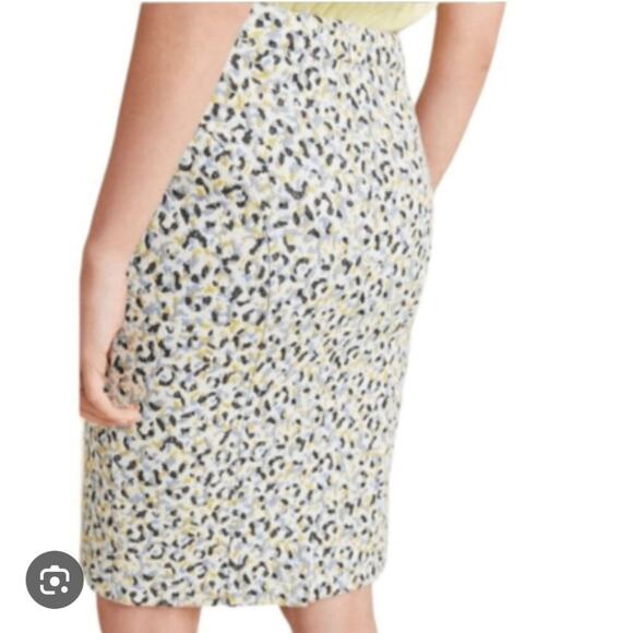 Anthropologie Maeve Leopard Jacquard Knit Pencil Skirt Knee Length Size Large - Picture 2 of 14